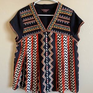 Anthropologie Ranna Gill embroidered chevron shirt